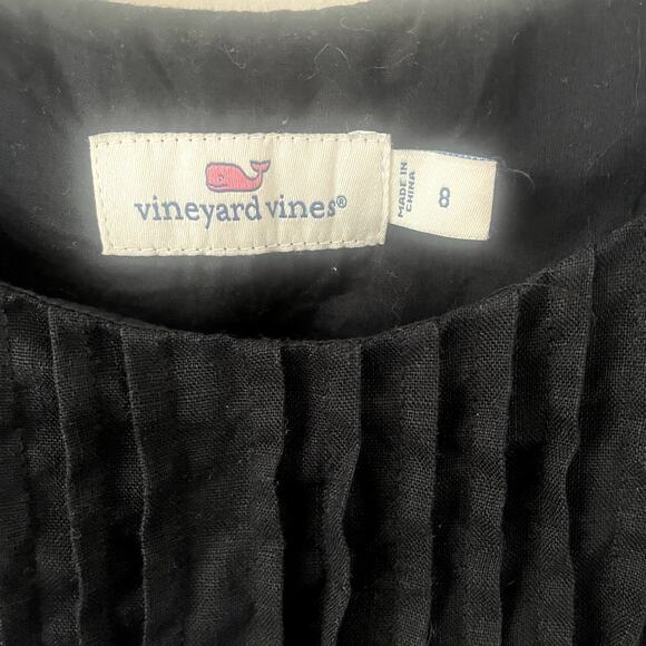 Vineyard Vines Black Linen Pintuck Cisco Swing Dress Sz 8 - Picture 5 of 6